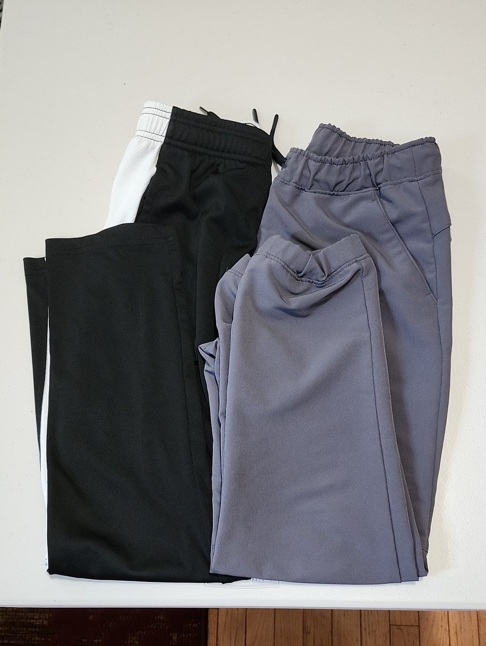 2 Prs E&GUC SzL Youth Black & Gray Pants. Both Are Stretch Pull-On Pants